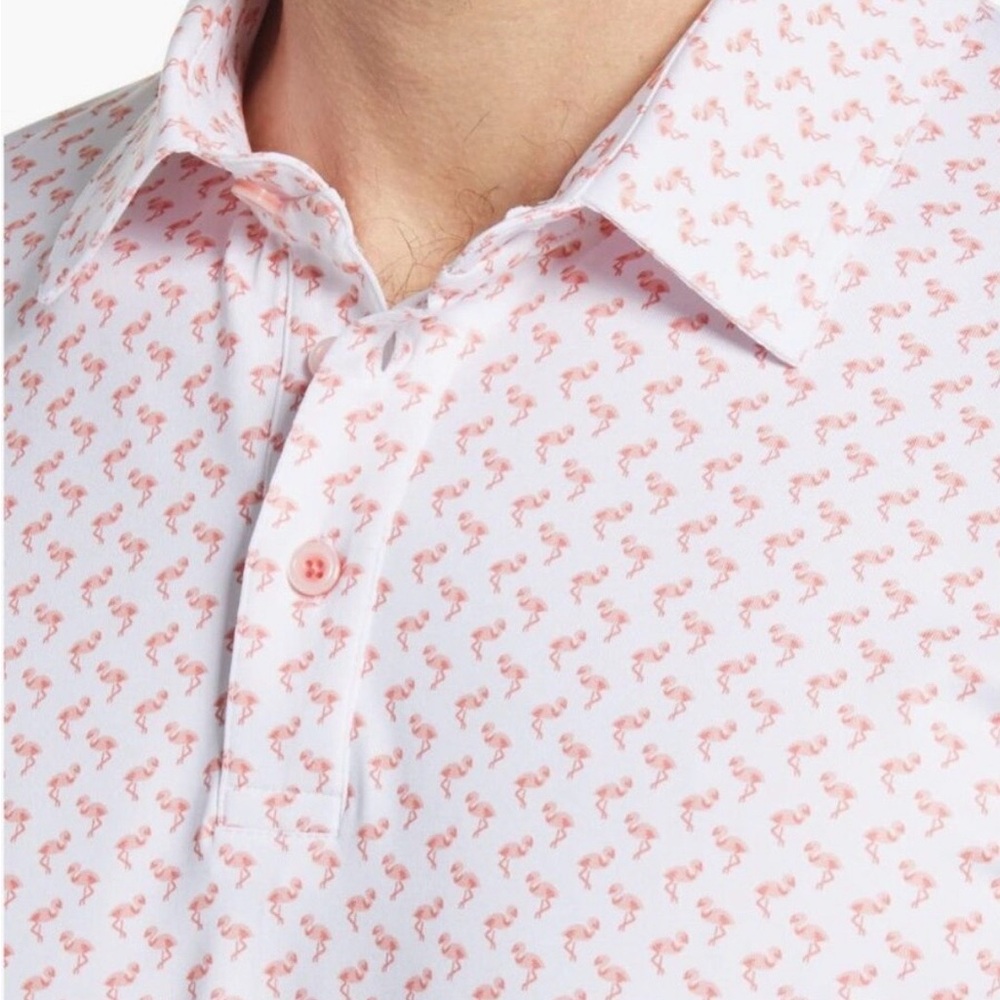 Johnston & Murphy XC4 Pink Flamingo Performance Polo Shirt XL Golf Short Sleeve